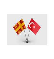 Bizans İmparatorluğu ve Türk Bayrağı İkili Saten Masa Bayrağı Takımı