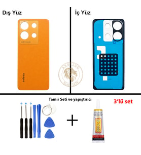 Infinix Note 30 Turuncu Uyumlu Arka Kapak + Yapıştırıcı ve Vida Seti Arka Cam Batarya Pil Kapağı