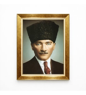 Tablore Kalpaklı Mustafa Kemal Atatürk Portresi Renkli Kanvas Tablo