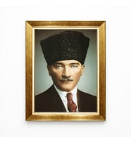 Tablore Kalpaklı Mustafa Kemal Atatürk Portresi Renkli Kanvas Tablo