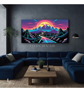 Yatay Panoramik Kanvas Tablo Dağ Ve Yol Manzara Tablosu Ev Ofis Duvar Dekoru