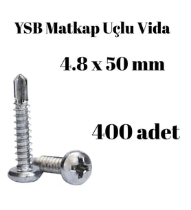Matkap Uçlu Akıllı Vida YSB 4.8x50 400'lü Kutu Yıldız Silindir Başlı
