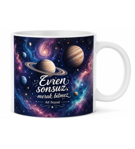Uzay Meraklısı Astronom Hayalpereste Galaksi Sistemi Gezegen Kahve Kupası Hediye