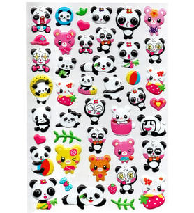 Sticker Kabartmalı A4 boyutunda Stiker Defter, planlayıcı etiket, -(Lim211) - Sevimli Emoji Panda