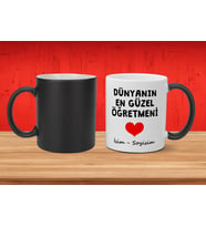 Ogretmene Dogum Gunu Hediyesi Dünyanın En Güzel Öğretmeni Yazılı Sihirli Kupa Kişiye Özel İsimli