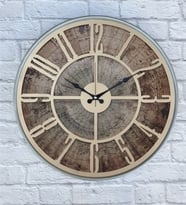 Markakanvas Gri Metal Kasalı Eski Dünya Haritalı Duvar Saati (Çap 50 cm - 80 cm ) (Altın)
