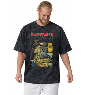 Tasarım Iron Maiden Rock Metal Müzik Grubu Baskılı Unisex Oversize Vintage Yıkamalı Tişört