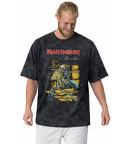 Tasarım Iron Maiden Rock Metal Müzik Grubu Baskılı Unisex Oversize Vintage Yıkamalı Tişört