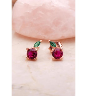 Elma Rose Mini Gümüş Küpe 5398