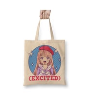 Cute Excited Anime Girl Funny Excited Face Beyaz Bez Çanta Uzun Saplı Alışveriş Çantası Plaj Çantası
