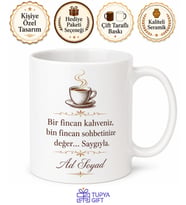 Kayınpedere Saygı Kupası Kahve Sohbet Hediye Porselen Kupa Bardak