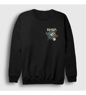 Presmono Unisex Siyah Rocket Nasa Space Uzay Sweatshirt 369388tt