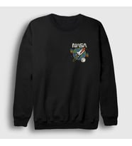 Presmono Unisex Siyah Rocket Nasa Space Uzay Sweatshirt 369388tt