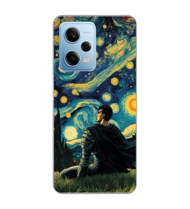 Redmi Note 12 Pro 5G Uyumlu Berserk The Starry Night Tasarımlı Şeffaf Telefon Kılıfı