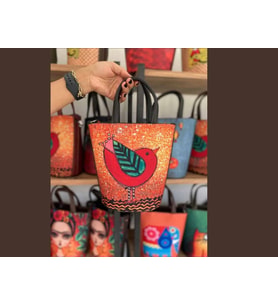 Kuş Figürlü Kova Model Çanta Etnik Bohem Style - SİYAH