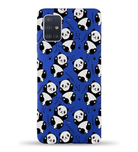 Samsung Galaxy A71 Uyumlu Lansman Kılıf Panda Tasarımlı İçi Kadife Kapak-Lacivert (Şeffaf)