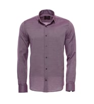 Koyu Bordo Kendinden Desenli Uzun Kol Slim Fit Gömlek - Wessi