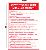 Metal Solvent Yangınlarına Müdahale Talimatı 15 Cm x 20 Cm Uyarı Levhası Yönlendirme Tabelası