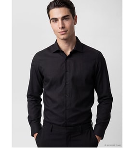 LCW BUSINESS Siyah Slim Fit Armürlü Erkek Gömlek