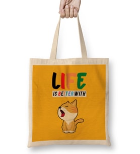 Funny Cat Lover Gifts For Women Men Kids Bez Çanta Uzun Saplı