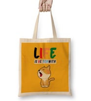 Funny Cat Lover Gifts For Women Men Kids Bez Çanta Uzun Saplı