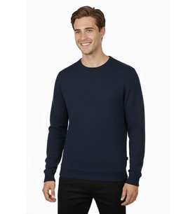 Erkek Sıfır Yaka Petek Doku Regular Fit Sweatshirt BGL-ST04950 (Lacivert)