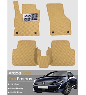 PEUGEOT 508 (2011-2019) Uyumlu EVA Paspas Tam Set–Araca Özel,Oto Paspas,Kolay Montaj