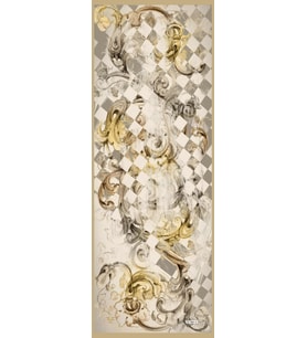 Barok Desen Dora Seri Şal Eşarp Askısı İle Birlikte 75x200 Yağ Yeşili Krem-75x20