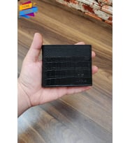 Erkek Cüzdan Timsah derisi basklı 10 Kart Cepli Modern Tasarım Siyah Renk