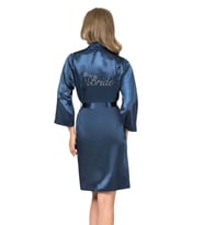 Arias Closet Lacivert Kısa Saten Bride Sabahlık