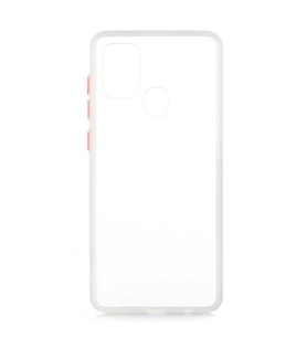 Galaxy A21S Kılıf Mat Yüzey Renkli Kenar Silikon (Renksiz)