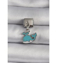 316L Çelik Gümüş Renk Sallantı Mavi Balina Model Nomination Charm - TJ-BC1106