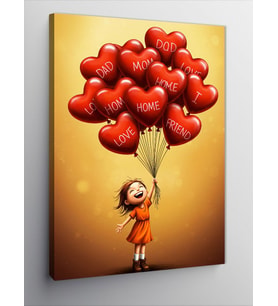 Kanvas Tablo Balonlarla Uçan Kız