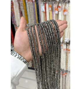 Hematit Taşı Rondela Kesim Antik Gümüş 6x1mm Doğal Taş Dizi