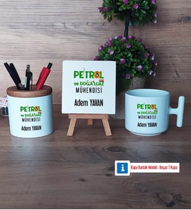 Petrol ve Doğalgaz Mühendisi Dekoratif Taş, Kalemlik, T Kupa Bardak Hediye