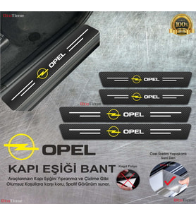 Opel Logolu Karbon Kapı Eşiği Koruyucu Suni Deri 4'lü Set