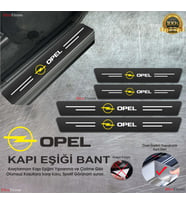 Opel Logolu Karbon Kapı Eşiği Koruyucu Suni Deri 4'lü Set