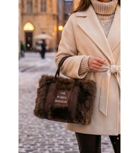 Vintage Peluş Kürk Model Sonbahar, Kış The Bag Bonjeur Kadın El, Kol, Omuz Çanta