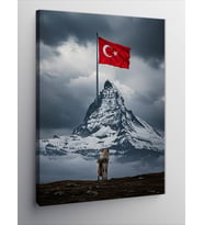 Kanvas Tablo Dağ ve Türk Bayrağı
