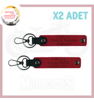 Kırmızı, Motosiklet Maceracılarına, İsim Plaka ve A Rh + Kan Grubu Yazılı Acil Durum Anahtarlığı Set