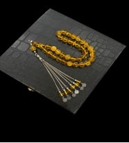 Kaya Damla Kehribar Tesbih 23 Gram 10x10 MM Gümüş Püsküllü Tespih