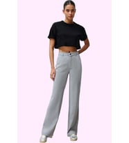Kadın Geniş Paça Uzun Boy Düşük Bel Wide Leg Jean %100 Liyosel Günlük Stil Kaliteli Malzeme (Gri)