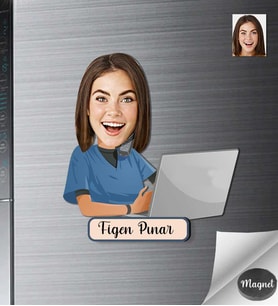 Kişiye Özel Hemşire Kadın Ahşap Magnet -4