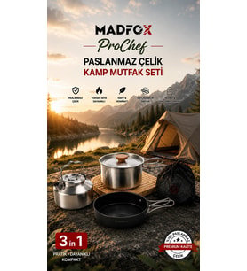 Madfox ProChef 3IN1 Paslanmaz Çelik Kamp Mutfak Seti