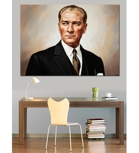 Mustafa Kemal Atatürk Yağlı Boya Dekoratif Kanvas - Mdf Ahşap Tablo