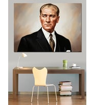 Mustafa Kemal Atatürk Yağlı Boya Dekoratif Kanvas - Mdf Ahşap Tablo