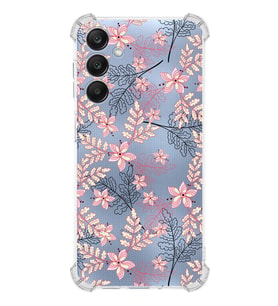 PrintiFy Samsung A25 Uyumlu Köşe Korumalı Floral Kırmızı Tasarımlı Şeffaf Silikon Kılıf