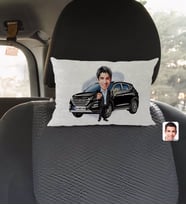 BK Gift Kişiye Özel Plakalı Erkek Hyundai Tucson Karikatürlü Dikdörtgen Araç Koltuk Yastığı-2