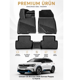 Citroen C5 Aircross 2025 Sonrası 1.2 Hybrid Uyumlu 3D Havuzlu TPE Kauçuk Oto Paspas Araca Özel Klipsli Kaymaz