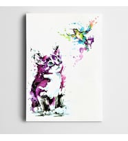 Kedi ve Kuş Kanvas Tablo